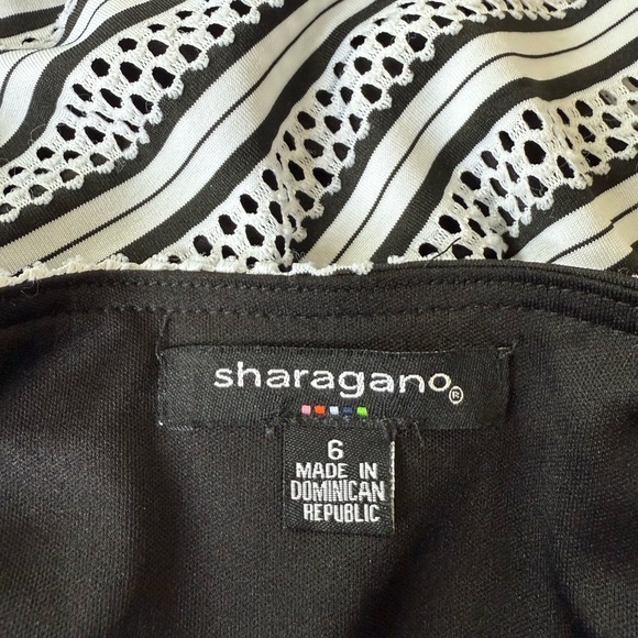 Sharagano Black and White Midi Dress with Classic Charm Size 6 Business Casual - Picture 3 of 7